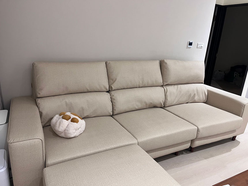 YKS 弗洛拉L型貓抓皮沙發｜台南歸仁客人開箱實拍沙發｜擇木深耕系列熱銷款