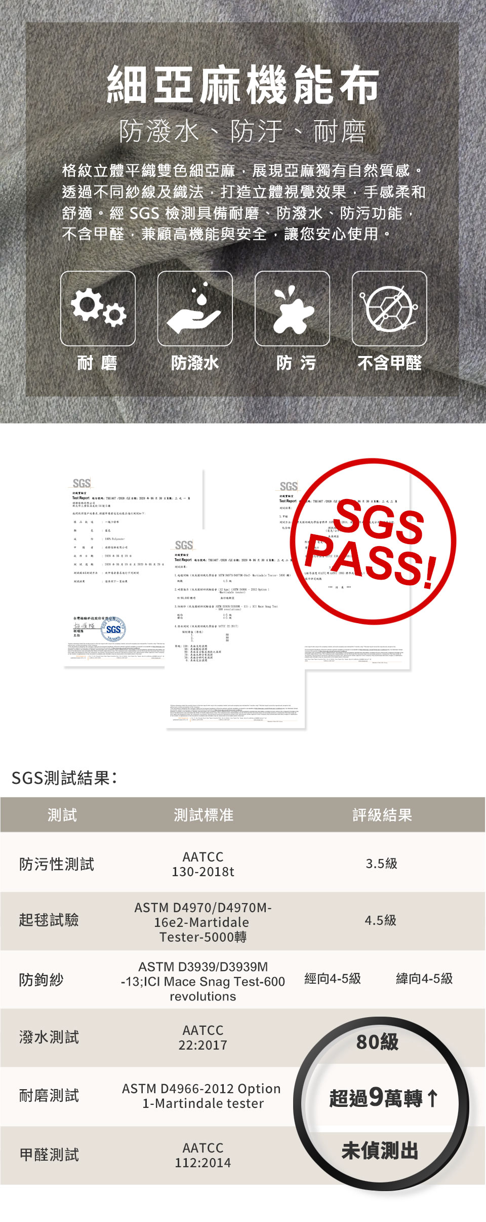 細亞麻機能布介紹及檢驗報告