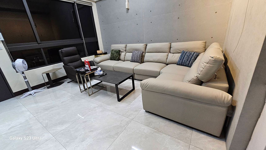 YKS 喬納森L型耐磨皮沙發｜屏東內埔開箱實拍沙發｜擇木深耕系列熱銷款