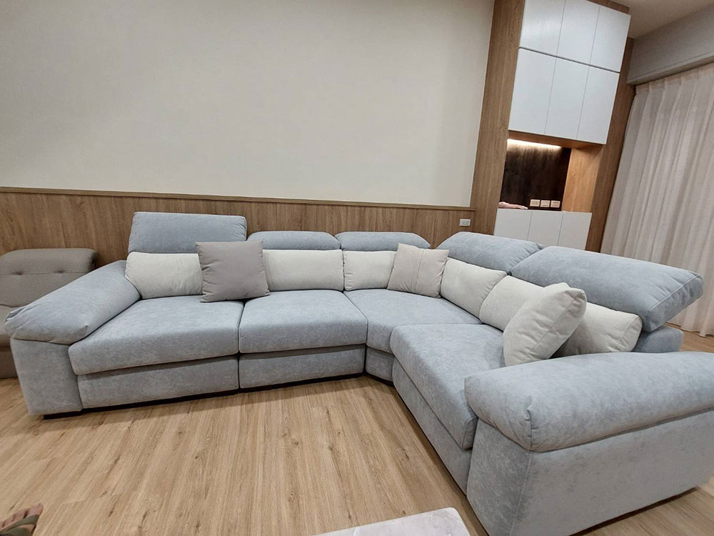 喬納森轉角貓抓布沙發|客廳空間實拍 喬納森轉角貓抓布沙發|台南李先生客廳實拍