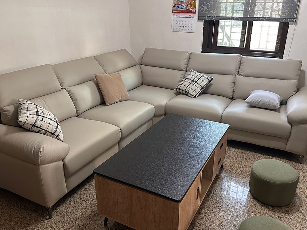 YKS 喬納森L型耐磨皮沙發｜新北張先生開箱實拍｜耐磨皮質感款