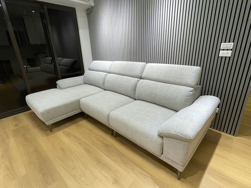 曼德爾L型貓抓布沙發｜新竹新豐林先生客廳實拍