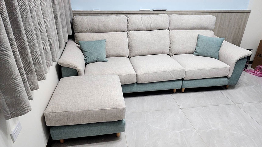 YKS 蕾貝卡L型貓抓布沙發｜台南客人實拍沙發｜擇木深耕系列熱銷款