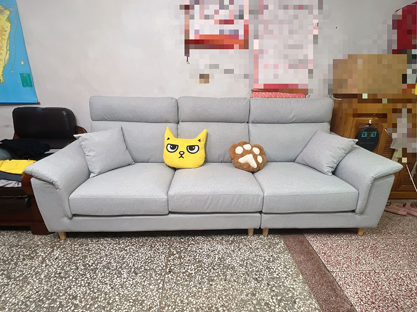 YKS 蕾貝卡一字型涼感布沙發｜新竹新豐客人開箱實拍