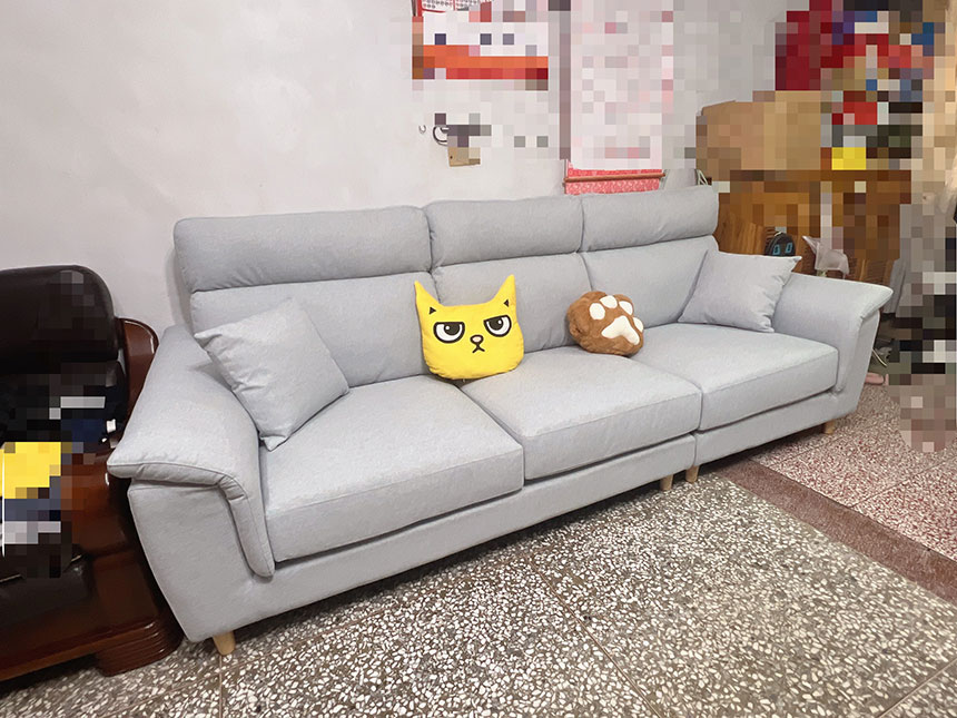 YKS 蕾貝卡一字型涼感布沙發｜新竹新豐客人實拍