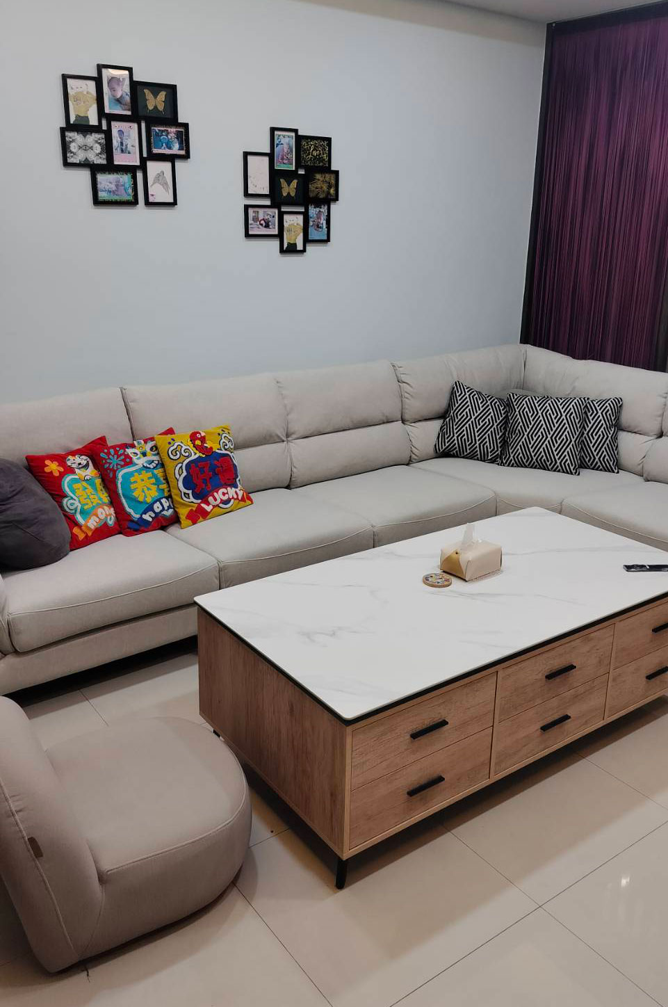 YKS 雷克雅貓抓布模組沙發｜彰化店客人實拍｜沙發側面擺設