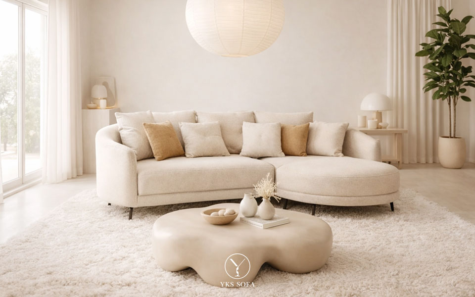 奶油北歐風客廳沙發搭配示意